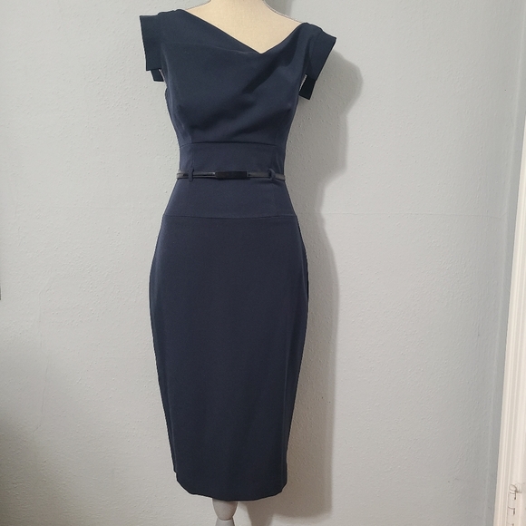 Black Halo Dresses & Skirts - Black Halo Jackie Belted Stretch Gabardine Sheath‎ Dress Size 4